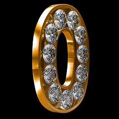 Image showing Golden 0 numeral incrusted with diamonds