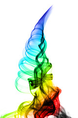 Image showing Abstract colored fume swirl on white