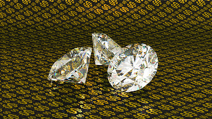 Image showing  Large diamonds over golden dollar background