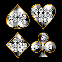 Image showing Diamond shaped Card Suits with golden framing