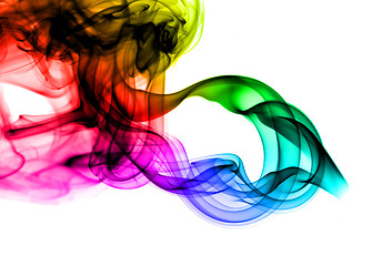 Image showing Abstract colorful fume pattern on white