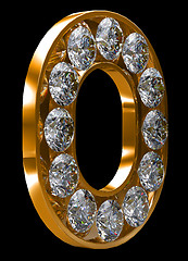 Image showing Golden O letter incrusted with diamonds