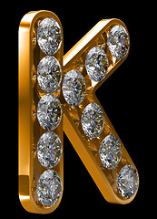 Image showing Golden K letter incrusted with diamonds