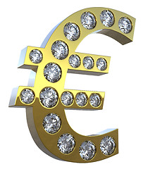 Image showing 3D Euro symbol incrusted with diamonds