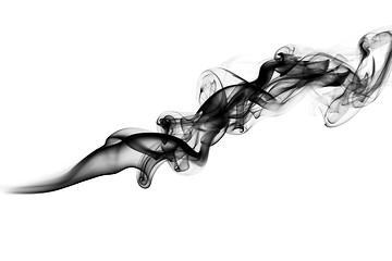 Image showing Black Abstract puff of fume on white