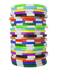 Image showing Colored Casino or roulette chips stack isolated