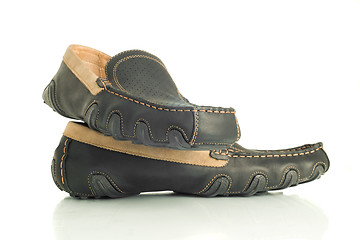 Image showing Trendy black mens shoes moccasins