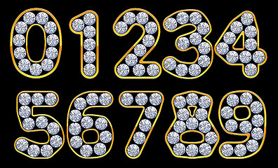 Image showing Orange 0 - 9 numerals incrusted with diamonds