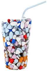 Image showing Glass shape assembled of drugs and pills