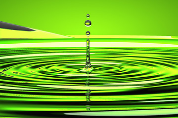 Image showing water droplet and waves over green