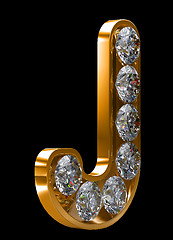 Image showing Golden J letter incrusted with diamonds