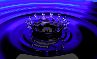 Image showing Splash on blue liquid surface