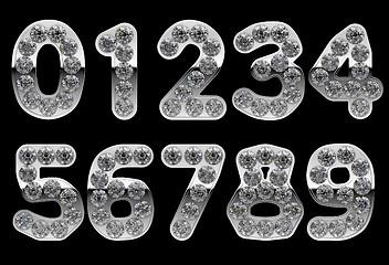 Image showing Silver 0 - 9 numerals incrusted with diamonds