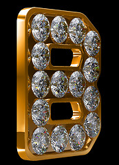 Image showing Golden B letter incrusted with diamonds