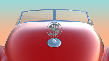 Image showing Hood and windscreen of red retro car