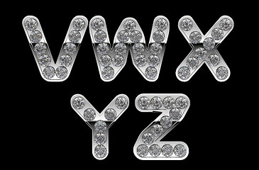 Image showing Silver V, Z, W, X, Y letters incrusted with diamonds