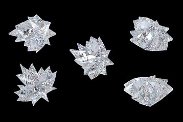 Image showing Side views of maple leaf diamond over black