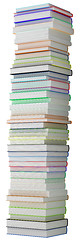 Image showing Education and knowledge. Tall heap of hardcovered books