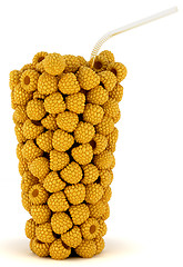 Image showing Yellow Raspberry Glass shape with straw