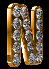 Image showing Golden N letter incrusted with diamonds