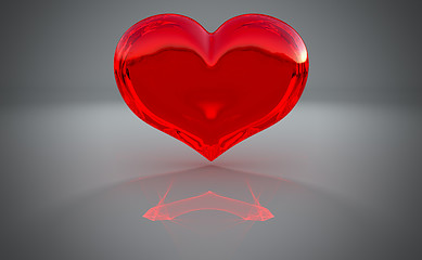 Image showing Semitransparent heart shape with reflection