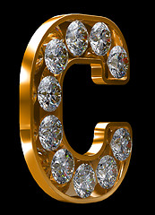 Image showing Golden C letter incrusted with diamonds