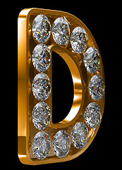 Image showing Golden D letter incrusted with diamonds