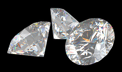 Image showing Three large brilliant cut diamonds