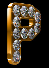 Image showing Golden P letter incrusted with diamonds