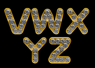 Image showing Golden V, Z, W, X, Y letters incrusted with diamonds