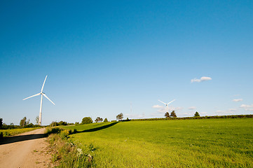 Image showing Landscape with windmills