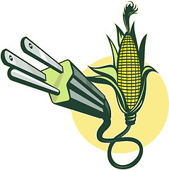 Image showing Electric power plug coming out of corn 