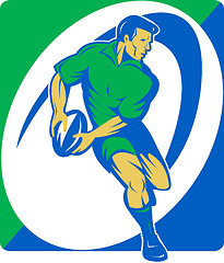 Image showing Rugby player running with ball