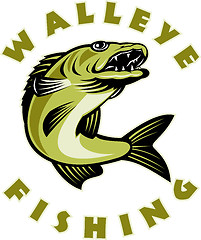 Image showing Walleye fish jumping