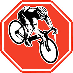 Image showing Cyclist racing bike