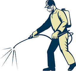Image showing Pest control exterminator worker spraying 