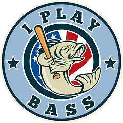 Image showing Largemouth bass playing baseball