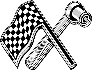 Image showing checkered flag with socket wrench