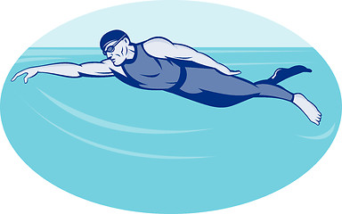 Image showing Triathlon athlete swimming