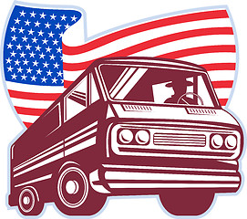 Image showing american flag and van