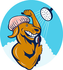 Image showing Cartoon dog singing shower