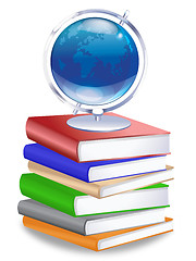 Image showing Earth Globe on Stack of Books