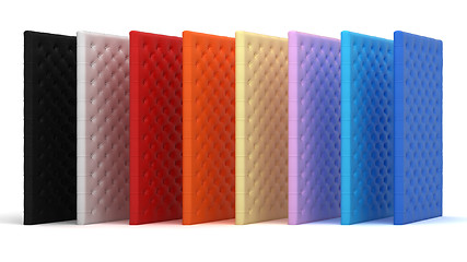 Image showing Collection of colorful luxury mattresses