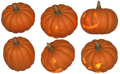 Image showing Halloween pumpkins with light inside