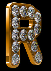 Image showing Golden R letter incrusted with diamonds