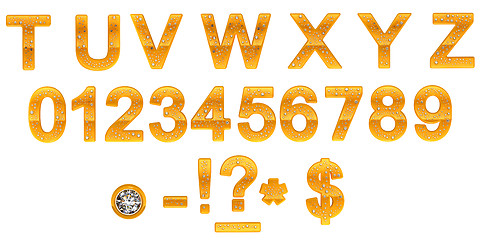 Image showing Golden Diamond T-Z letters and 0-9 numerals