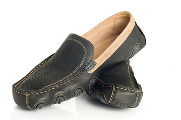 Image showing Modern black mens moccasins