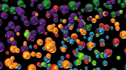 Image showing Colorful bubbles or balls over black