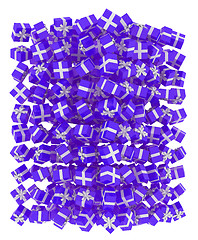 Image showing Pile of purple gift boxes