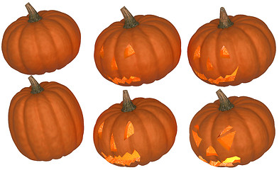 Image showing Halloween pumpkins collection on white